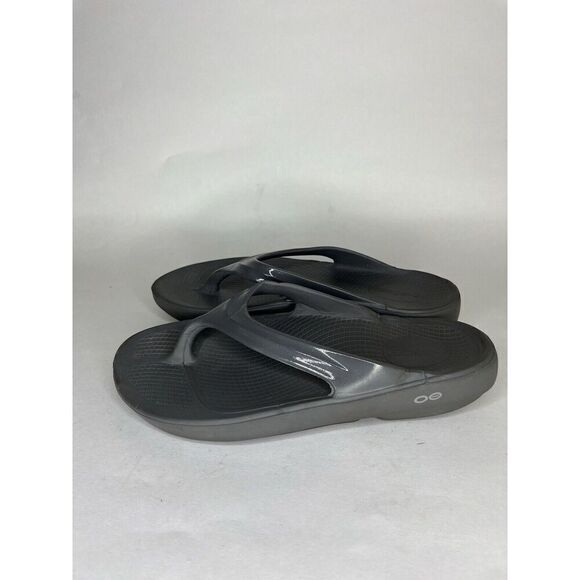 Oofos Sandals Flip Flops Women Size 9 Gray Rubber Comfort - Picture 3 of 14